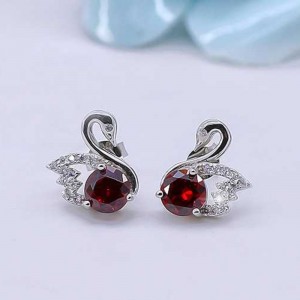 Small Swan Ear Nail 925 Silver Inlaid Ear Nail Individual Baitao Silver Jewelry