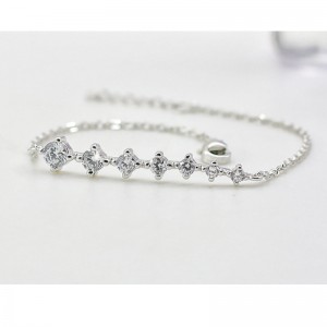 925 Silver Bracelet Female Simple Sweet Crystal Bracelet