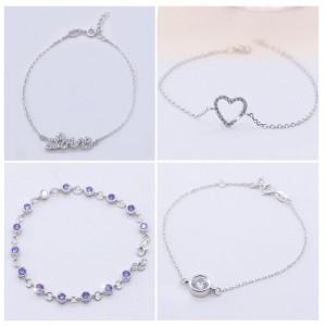 925 Silver Bracelet Female Fashion Mosaic Bracelet Heart LOVE Original Customized Bracelet